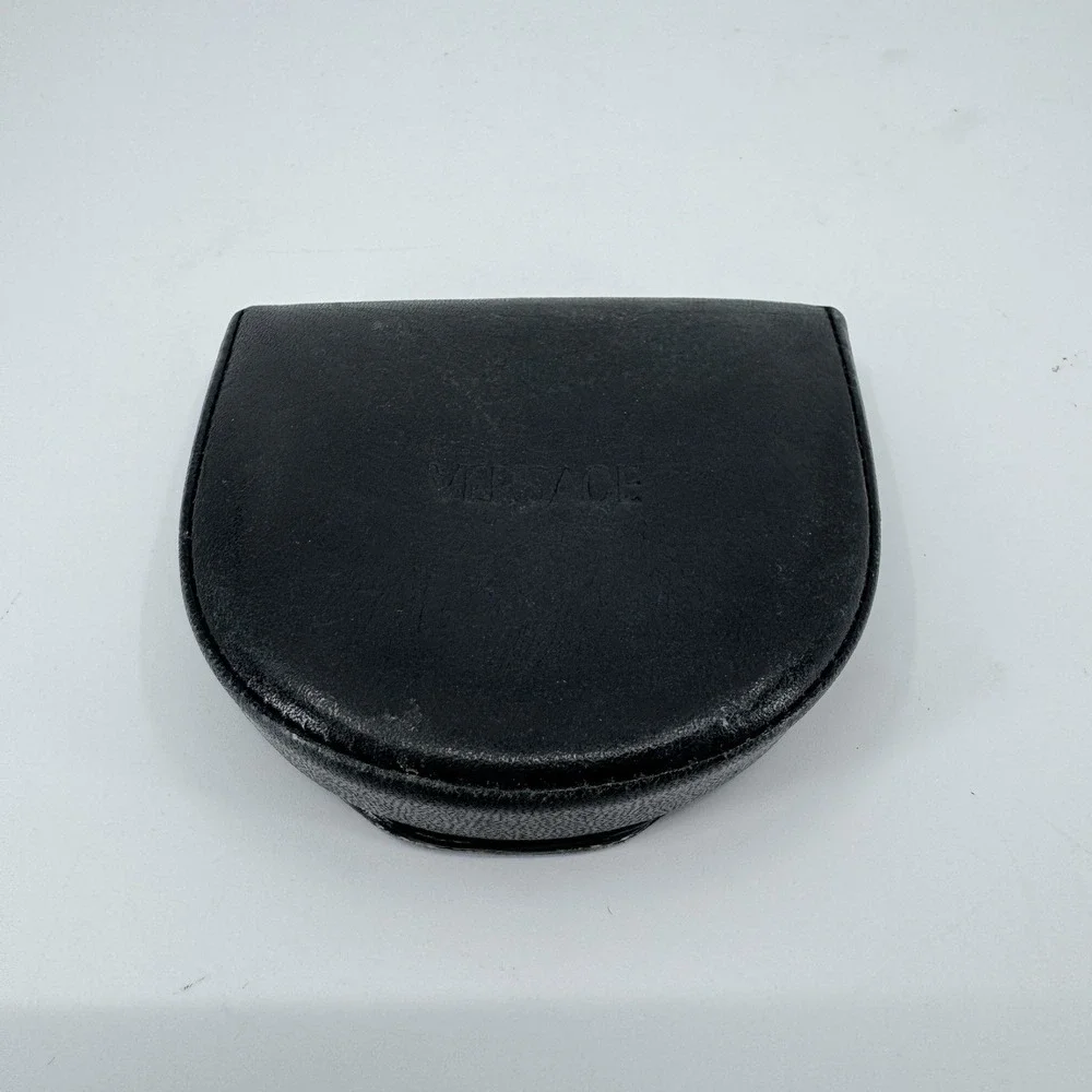 RARE Vintage GIANNI VERSACE, BLACK Leather Coin Purse Men's Wallet Made In Italy